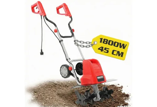Hecht Elektromotorhacke Gartenfräse Gartenhacke Elektrisch 748, 1500W, 45 cm Arbeitsbreite, 22cm Arbeitstiefe, Transporträder, 6 Stahlmesser, 230V