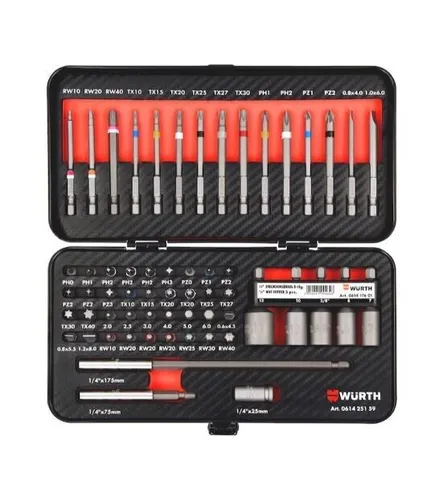 Würth Bit-Sortiment 59 tlg. Blechkasten - 1/4 Zoll Bit-Satz Zebra - Werkzeug-Sets mit 59 Teilen, ideal für vielseitige Anwendungen und perfekt organisiert im praktischen Blechkasten.