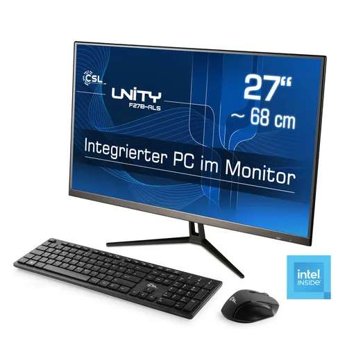CSL Unity F27-ALS N200 Windows 11 All-in-One PC - PC-Systeme mit 27 Zoll Full HD Display, leistungsstarkem Intel® N200 Prozessor und 1000 GB SSD für blitzschnelle Performance und modernes Design.