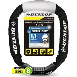 Dunlop Zahlenkettenschloss 100 cm - Kettenschloss mit 5-stelligem Zahlencode für hohe Sicherheit, 100.000 Kombinationsmöglichkeiten und verstärkter Stahl-Textilummantelung mit UV-Schutz.