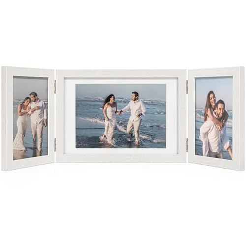Afuly Bilderrahmen Weiß 3 Bilder für 10x15 und 13x18 cm Fotos Mehrfach Collage Holz Fotorahmen