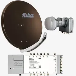 Fuba Sat Anlage 12 Teilnehmer | Satellitenschüssel Komplettset 85cm - SAT-Antennen für 12 Teilnehmer mit Fuba DAA 850 Schüssel, exzellente Empfangsqualität und hohe Schlechtwetterreserve für digitale und UHD-Sender.