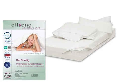 Allsana Encasing Kinder Set 40x60/100x135/70x140x12 cm Allergie Bettwäsche