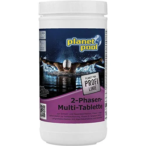 Planet Pool 2-Phasen Multi Tabletten 250 g, 1 kg - Effektive Poolpflege mit 2-Komponenten Tabletten für Schockchlorung und Dauerdesinfektion. Ideal für klares Wasser und Algenvorbeugung!