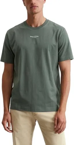 Marc O'Polo Herren T-Shirt aus Bio-Baumwolle, Regular Fit in Grün (Mangrove) - T-Shirt für Herren aus nachhaltiger Bio-Baumwolle, ideal für umweltbewusste Modebewusste und bequem im Regular Fit.