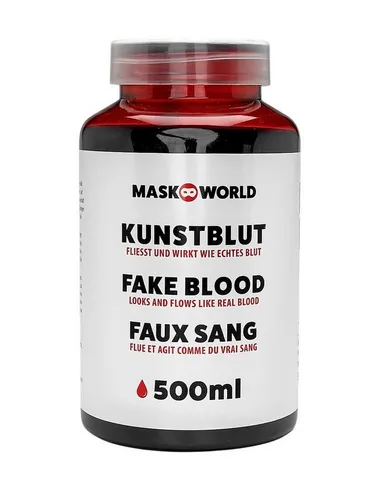 Maskworld Theaterschminke Kunstblut 500 ml Filmblut - Halloween Kostüm Deko (1-tlg), Fließt und wirkt wie echtes Blut – ideal für alle Anwendungen, bei