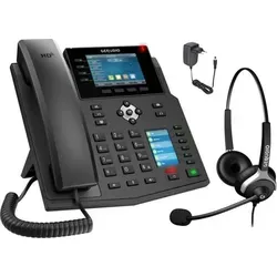 GEQUDIO IP Telefon GX5+ Set - Kompatibel mit Fritzbox & Telekom - Festnetztelefon mit kristallklarer HD-Sprachqualität und einfacher Einrichtung. Inklusive Netzteil, 2-Ohr-Headset und bebilderter Anleitung für schnellen Start.