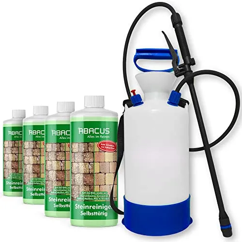 ABACUS Nell Ultra Algenentferner - Grünbelagentferner mit Langzeitschutz, entfernt selbsttätig Algen und Flechten von Steinen und Dachziegeln – bis zu 100 m² pro Liter, Made in Germany.