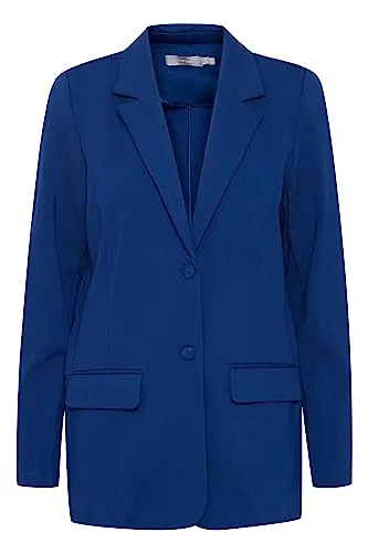 fransa FRLANO Damen Blazer Longblazer Jacke mit Reverskragen und Knopf mit Stretch, Größe:S, Farbe:Bellwether Blue (193943)
