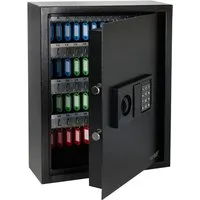 HMF Schlüsseltresor mit Elektronikschloss – 71 Haken, Zahlencode, Schwarz - Sicherer HMF Schlüsseltresor mit Elektronikschloss für bis zu 71 Schlüssel. Robuste Bauweise, individuelle Programmierung des Zahlencodes und übersichtliche Aufbewahrung – ideal für Unternehmen und private Haushalte.