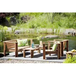 Lounge Batten Sofa aus recyceltem Teakholz - Gartenmöbel für stilvolle Entspannung im Freien, aus nachhaltigem, recyceltem Teakholz gefertigt und ideal für gesellige Abende mit Freunden.