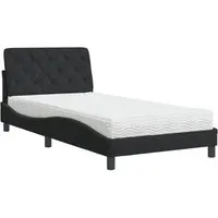 Schwarzes Samt Bett 100x200 cm mit Matratze - Elegantes Bettgestell aus weichem Samt mit einer komfortablen 3-Schichten-Schaumstoffmatratze. Wähle zwischen den Härtegraden H2 und H3 für individuellen Schlafkomfort!