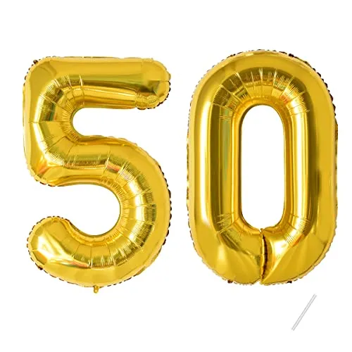 Geburtstag zahlen luftballon 50 jahre | Folienballon Gold- Folienballon in 40"-101cm Geburtstagsdeko - Ballon Zahl Deko zum Geburtstag fliegt mit Helium für Männer Frauen 50.Geburtstagsparty Jubiläum
