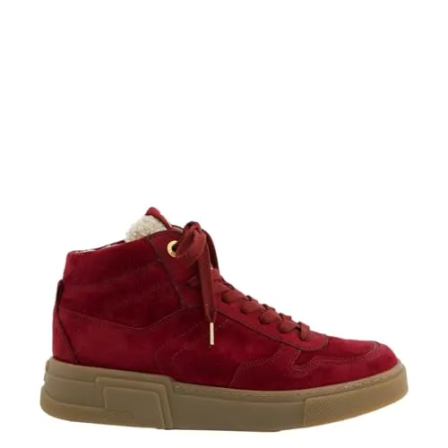 Paul Green Sneaker Veloursleder - Damen High-Top in Rot (Wine) - Wanderschuhe mit hochwertigem Veloursleder, ideal für Freizeit und Alltag. Der Sneaker bietet ein Warmfutter und ein praktisches Wechselfußbett für optimalen Komfort.