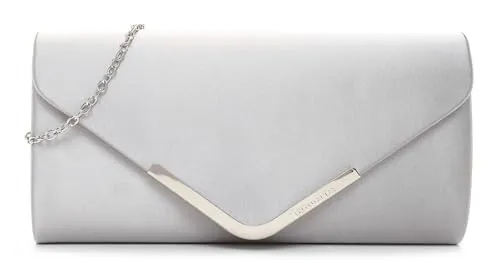 Tamaris Clutch TAS Amalia - Elegante Damenhandtasche in Silber - Stylische Clutch aus Nylon mit abnehmbarem Umhängeriemen, ideal für besondere Anlässe. Kompakt und leicht mit einem Hauptfach und Innensteckfach.