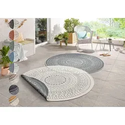 HANSE Home Porto Wendeteppich, rund, grau Ø 200 cm - Wetterfester Wendeteppich für In- & Outdoor, ideal für Balkon und Garten, strapazierfähig und pflegeleicht aus Kunstfaser.