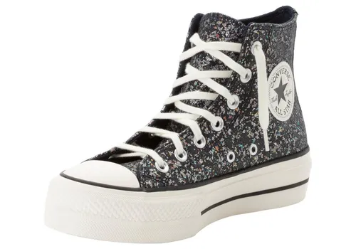 Converse Chuck Taylor All Star Lift Platform Glitter Schwarz 37 - Damen-Sneaker mit glitzerndem Obermaterial für festliche Looks. OrthoLite Pad sorgt für hohen Komfort, während die Plattform zusätzlich Höhe verleiht. Ein Must-Have für stilbewusste Frauen!