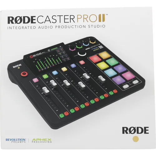 Rode Rodecaster Pro II - Professionelles Podcast Mischpult - Audio-Interface für Podcaster, mit 4 Mikrofoneingängen und Rauschunterdrückung für hochwertige Aufnahmen. Ideal für Interviews und Live-Streams.