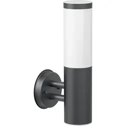 ledscom.de Wandleuchte PORU für außen, IP44, Edelstahl, anthrazit matt, rund, 1x E27 max. 40W