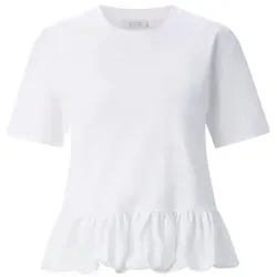 RICHROYAL T-Shirt mit Volant aus 100% Baumwolle in Weiß XS (34) - Stylisches T-Shirt mit elegantem Volant aus reiner Baumwolle, ideal für einen lässigen Look. Maschinenwaschbar und bequem für den Alltag.