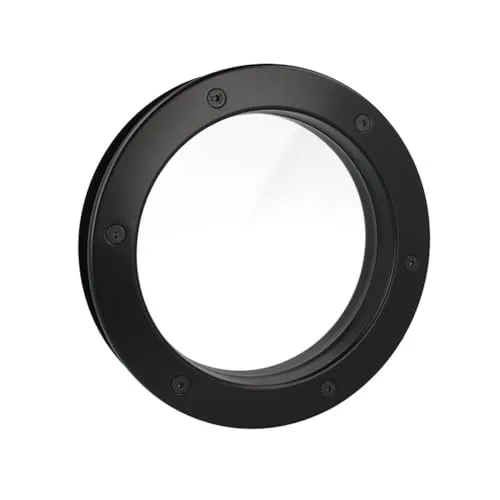 MLS Bullauge B4000, Bullauge für Türen, Robustes Aluminium, VSG-Sicherheitsglas, Passend für 40 mm Starke Türen, Beidseitig Sichtbare Befestigungsschrauben, 350 mm Durchmesser, Klares Glas, Schwarz