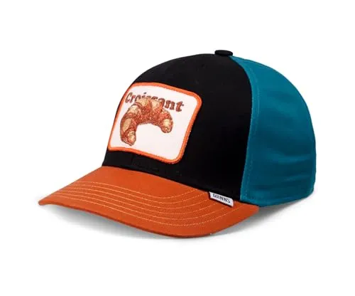 Djinns - Basic Kids Cap Food (Croissant - Black) - Baseballkappe für Jungen, mit leicht vorgebogenem Schirm und verstellbarem Hinterkopf für optimalen Sitz (Kopfumfang 48-58cm).