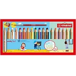 STABILO woody 3 in 1 + PASTEL Malset - 18 farbige Multitalentstifte, ideal für kreative Projekte und kinderleichte Handhabung