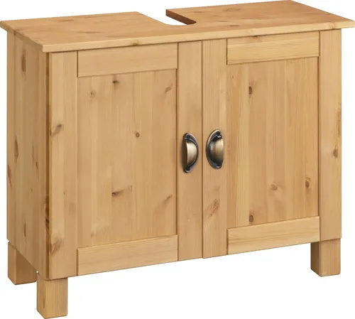 Home affaire Waschbeckenunterschrank Oslo - Waschbeckenunterschrank aus massiver Kiefer, mit 2 Türen und 1 Fach. Ideal für rustikale Badezimmer und bietet viel Stauraum bei einfacher Selbstmontage.