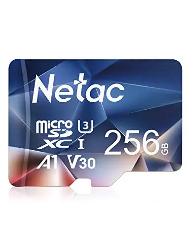 Netac 256GB Speicherkarte，Micro SD Karte(A1, U1, C10, V10, FHD, 600X), TF Memory Card UHS-I bis zu 90/10 MB/s(R/W) für Kameras, Dashcam, Switch und Smartphones