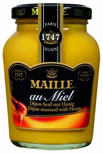 Maille Dijon-Senf mit Honig - 200ml - Feiner Dijon-Senf mit süßem Honig, ideal für Dressings und als Dip, für ein besonderes Geschmackserlebnis in der Küche.