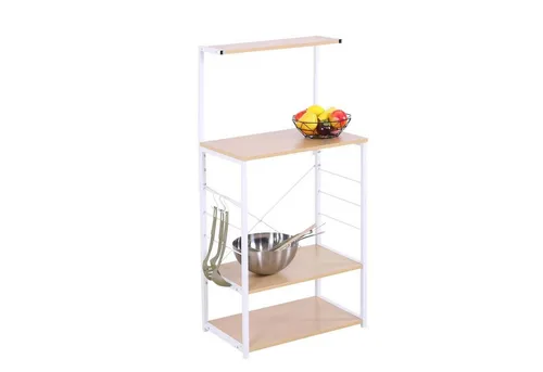 HTI-Line Küchenregal Mona - 1-tlg. Standregal in Weiß - Praktisches Küchenregal mit 4 Fächern, perfekt für die optimale Nutzung von Stauraum in Ihrer Küche. Ideal für die Selbstmontage!