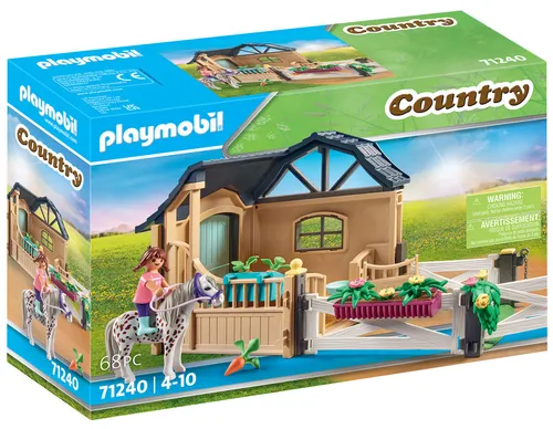 PLAYMOBIL Country 71240 Reitstallerweiterung - 68-teiliges Set mit Pony und Figur, ideal für kreative Rollenspiele ab 4 Jahren und erweiterbar mit Reitstall