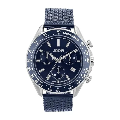 JOOP! Herren Armbanduhr 2040165 Chronograph Edelstahl dunkelblau IP - Elegante Herrenuhr aus robustem Edelstahl mit dunkelblauer IP-Beschichtung und präzisem Ronda Swiss Made Uhrwerk für höchste Genauigkeit. Ideal für stilbewusste Männer.