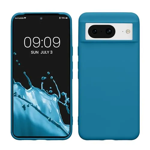 kwmobile Hülle für Google Pixel 8 TPU Case - Handyhülle unterstützt kabelloses Laden, Flexible Schutzhülle, gummiertes Cover in Karibikblau