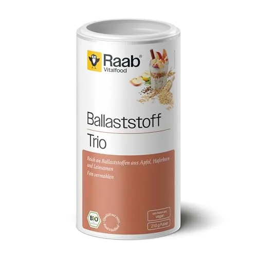 Raab® Bio Ballaststoff Trio (210 g) - mit Apfelfaser, Haferkorn und Leinsamen aus Bio-Anbau, reich an Ballaststoffen, fein vermahlen, Ideal für Porridge und Müsli