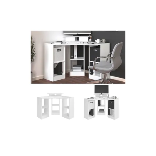 Vicco Eckschreibtisch Artur, Weiß, 94 x 94 cm - Eckschreibtisch mit kratzfester Oberfläche, ideal für platzsparende Büros oder Home Offices. Modernes Design und praktische Ablagen sorgen für Ordnung und Stil.