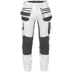 DASSY® Flux Stretch-Malerhose - Größe 48 - WEIß/ANTHRAZITGRAU - Arbeitshosen mit 4-Way Stretch und verstellbaren Kniepolstertaschen, ideal für Maler und Handwerker, die Bewegungsfreiheit und Funktionalität schätzen.