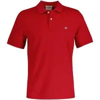 GANT Herren Poloshirt REGULAR SHIELD - Kurzarm, Pique, Rot (Ruby) 2XL - Poloshirt für Herren mit normaler Passform, Flachstrickkragen und stilvoller Stickerei auf der Brust für einen eleganten Look.