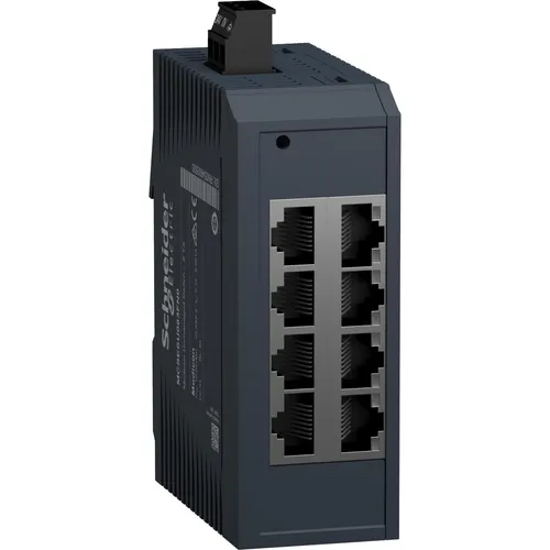 Schneider Electric Netzwerk Switch 8-Port - Unmanaged Switch aus dem Modicon Sortiment, ideal für einfache Netzwerkinstallationen mit 8 Ports und Ethernet TCP/IP Protokoll.