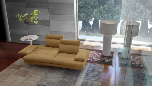 CALIA ITALIA 3,5-Sitzer Toby Wing, 228 cm breit, Designsofa mit erstklassigem Sitzkomfort, inklusive Sitztiefenverstellung, Füße in Chrom glänzend