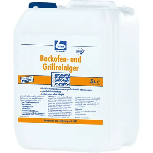 Dr. Becher 1761000 Backofenreiniger 5 L - Grillreiniger für gründliche Kaltreinigung, löst eingebrannte Verschmutzungen schnell und hochwirksam, geruchlos und ohne Dämpfe, ideal für Backöfen und Grills.