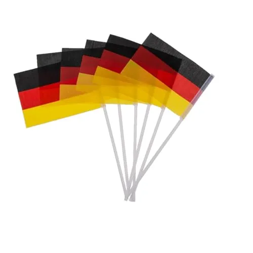 ootb Deutschlandfahnen 6 Mini-Flaggen mit Kunststoffstab ca. 15 x 10 cm Bundesflagge
