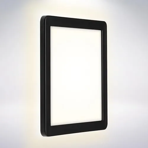 BRILONER - LED Wandlampe mit indirektem Licht, flach, neutralweiße Lichtfarbe, Aussenlampe, Wandleuchte aussen, LED Strahler außen, Außenleuchte, Außenwandleuchten, 19x19x2,8 cm, Schwarz