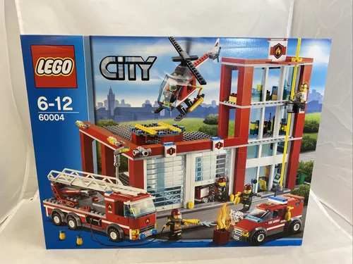 Lego 60004 Feuerwehr - Hauptquartier - LEGO® Set für die Feuerwehr-Station mit 5 Minifiguren und 3 Fahrzeugen, ideal für kreative Rollenspiele und spannende Rettungseinsätze.