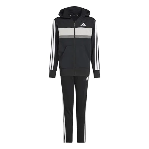 adidas SEASONAL ESSENTIALS TIBERIO Fleece Tracksuit für Kinder - Trainingsbekleidung aus 70 % recycelten Materialien, mit durchgehendem Reißverschluss und elastischem Bund für optimalen Komfort und Bewegungsfreiheit.