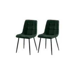 CLP 2er Set Esszimmerstuhl Tilde - Gepolsterter Küchenstuhl in Grün - Esszimmerstühle aus Samt mit bequemer Rückenlehne und stabilen Metallgestell. Ideal für gemütliche Esszimmer und erhältlich in mehreren Farben.