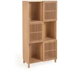 KAVE HOME Regal BEYLA - Elegantes Regal mit Schiebetüren und offenen Fächern, perfekt für Wohnzimmer oder Büro. Hergestellt aus hochwertigem Holz, vereint es Funktionalität und modernes Design.