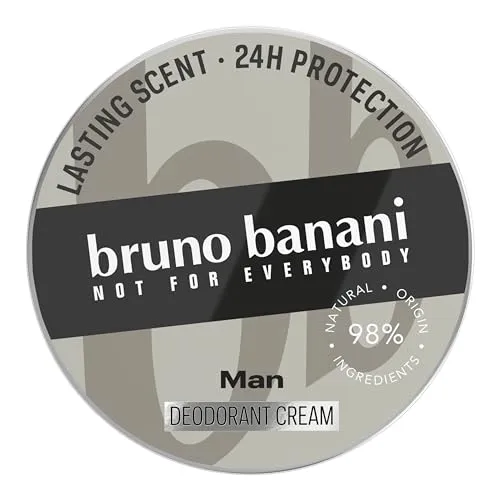 bruno banani Deo Creme Man, 24-Stunden-Deodorant für Männer, 40ml - Die bruno banani Deo Creme bietet bis zu 24 Stunden Frische und Schutz. Mit pflegenden Inhaltsstoffen und einem markanten Duft ist sie ideal für alle Hauttypen, auch für empfindliche Haut. Perfekt für unterwegs und ohne Deo-Flecken!