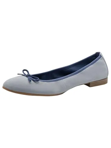 Tamaris Damen Ballerina Leder flach, blau, 40 EU - Elegante Damen Ballerina aus hochwertigem Leder mit klassischer Schleifendekoration. Ideal für besondere Anlässe oder den Alltag. Flache Sohle für ganztägigen Komfort und ein modernes Design – ein stilvoller Begleiter für jede Gelegenheit.