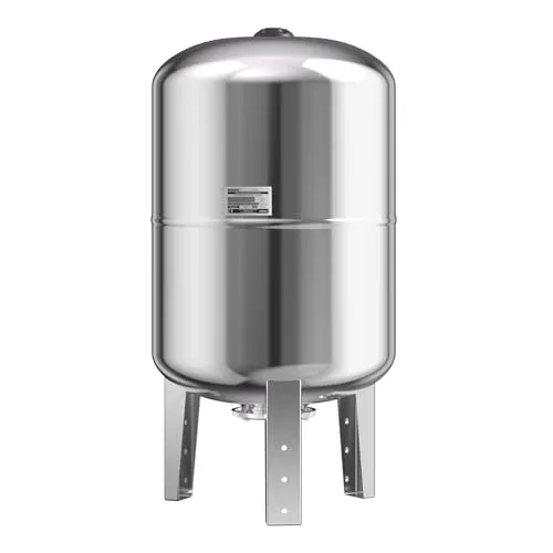 Wiltec Edelstahl Ausdehnungsgefäß 50 Liter - Pumpenzubehör mit langlebiger EPDM-Membran, ideal für Hauswasserwerke und Druckerhöhungsanlagen, bietet optimale Sicherheit durch integriertes Ventil zur Druckregulierung.